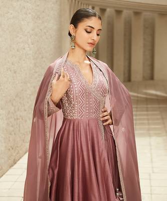 The neo classic rose pink angrakha anarkali set 3