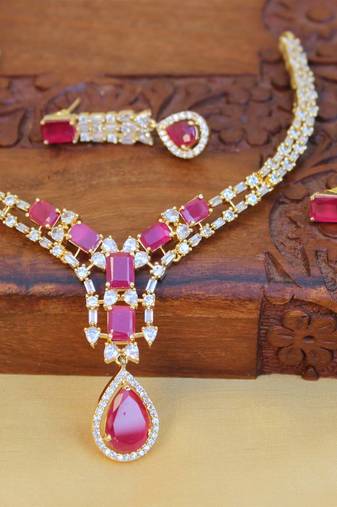 Designer cz necklace set