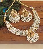 Matte finish peacock pearl necklace set