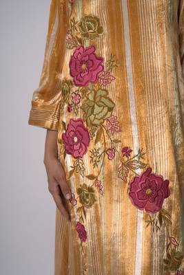 Mustard and Beige Silk Velvet Salwar Suit 2