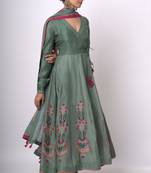 Aspen Green Raw Silk Anarkali Salwar Suit