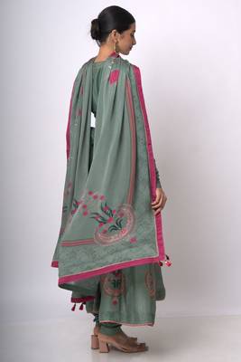 Aspen Green Raw Silk Anarkali Salwar Suit 2