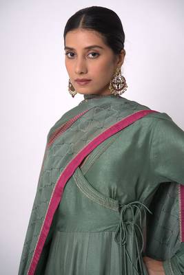 Aspen Green Raw Silk Anarkali Salwar Suit 7
