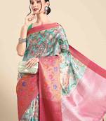 Silk Land  Multicolored  Printed With Woven Art Silk Saree 