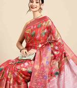 Silk Land  Multicolored  Printed With Woven Art Silk Saree 