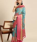 Silk Land  Multicolored  Printed With Woven Art Silk Saree 