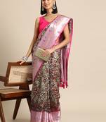 Silk Land  Multicolored  Printed With Woven Art Silk Saree 