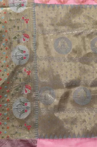 Silk Land  Pink  Woven Design Tissue Saree 