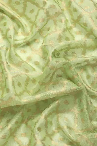 Silk Land  Parrot Green  Woven Design Tissue Saree 