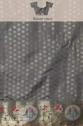 Silk Land  Parrot Green  Woven Design Tissue Saree 