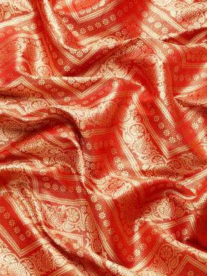 Silk Land  Red  Woven Design Brocade Saree  3