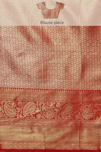 Silk Land  Red  Woven Design Brocade Saree 