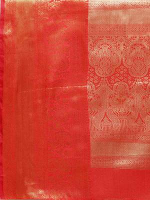 Silk Land  Red  Woven Design Brocade Saree  5