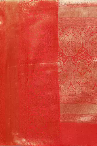 Silk Land  Red  Woven Design Brocade Saree 
