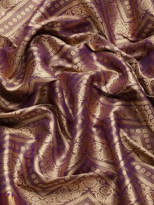 Silk Land  Purple  Woven Design Brocade Saree  3