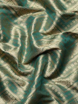 Silk Land  Teal  Woven Design Brocade Saree  3