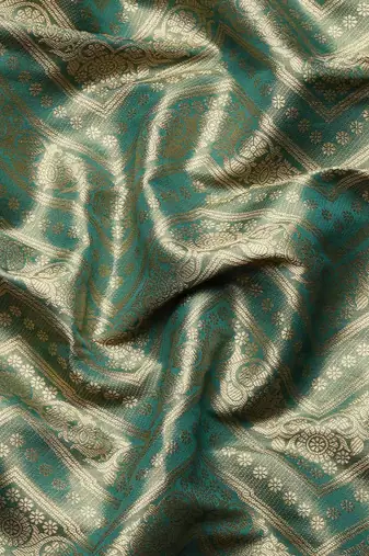 Silk Land  Teal  Woven Design Brocade Saree 