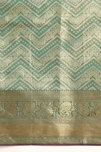 Silk Land  Teal  Woven Design Brocade Saree 