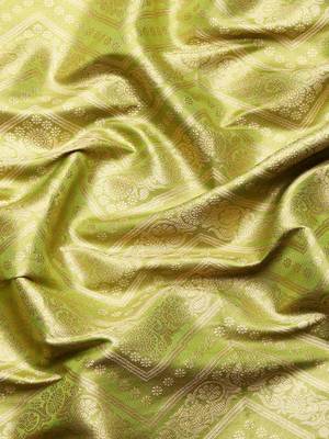 Silk Land  Parrot Green  Woven Design Brocade Saree  3