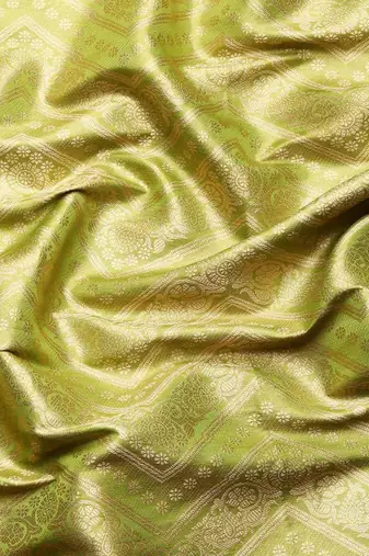 Silk Land  Parrot Green  Woven Design Brocade Saree 