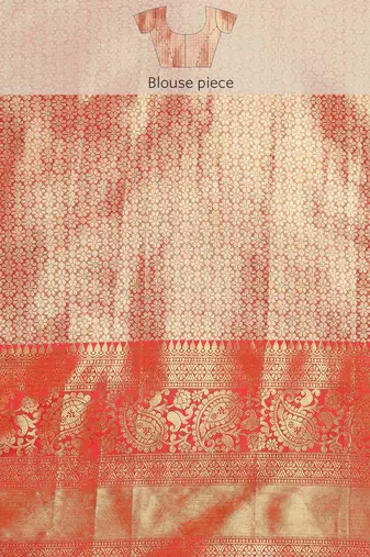 Silk Land  Parrot Green  Woven Design Brocade Saree 