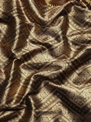 Silk Land  Black  Woven Design Brocade Saree  3
