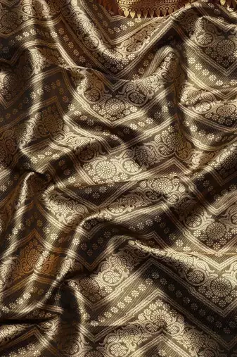 Silk Land  Black  Woven Design Brocade Saree 