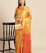 Silk Land  Yellow  Woven Design Brocade Saree 