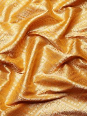 Silk Land  Yellow  Woven Design Brocade Saree  3