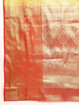 Silk Land  Yellow  Woven Design Brocade Saree  5