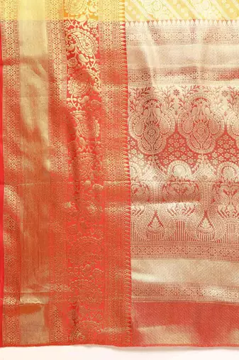 Silk Land  Yellow  Woven Design Brocade Saree 