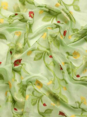 Silk Land  Parrot Green  Woven Design Pure Cotton Saree  3