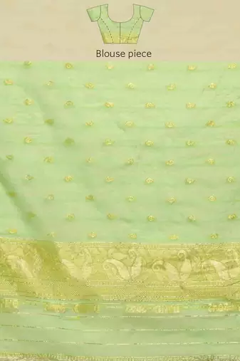 Silk Land  Parrot Green  Woven Design Pure Cotton Saree 