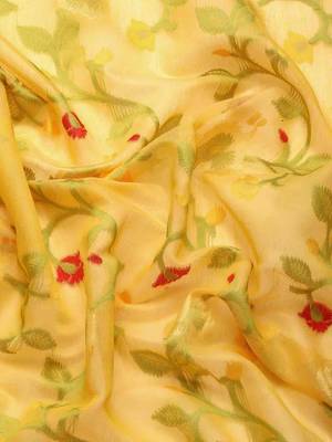 Silk Land  Yellow  Woven Design Pure Cotton Saree  3