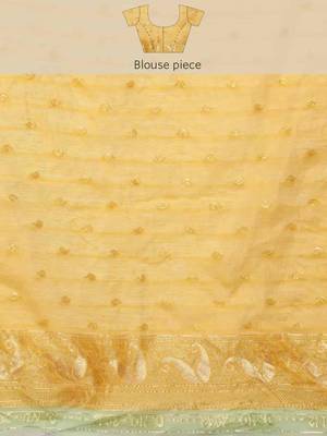 Silk Land  Yellow  Woven Design Pure Cotton Saree  4