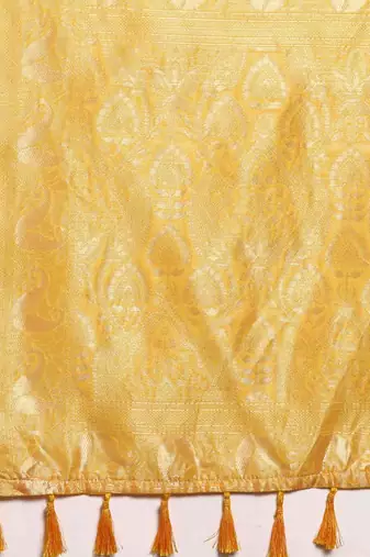 Silk Land  Yellow  Woven Design Pure Cotton Saree 