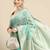 Silk Land  teal  woven design pure cotton saree 