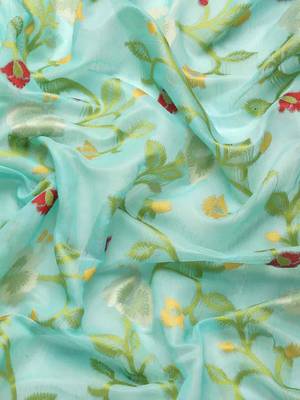 Silk Land  teal  woven design pure cotton saree  3