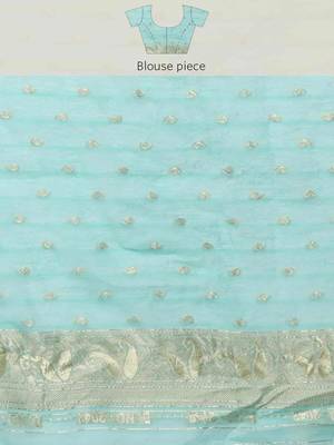 Silk Land  teal  woven design pure cotton saree  4