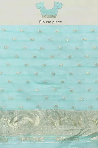 Silk Land  teal  woven design pure cotton saree 
