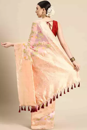 Silk Land  Light Pink  Woven Design Pure Cotton Saree 