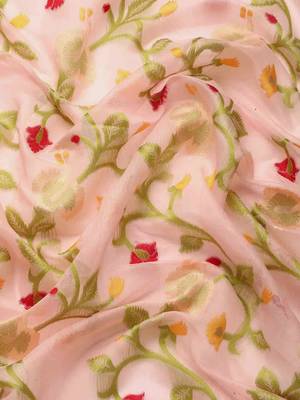 Silk Land  Light Pink  Woven Design Pure Cotton Saree  3