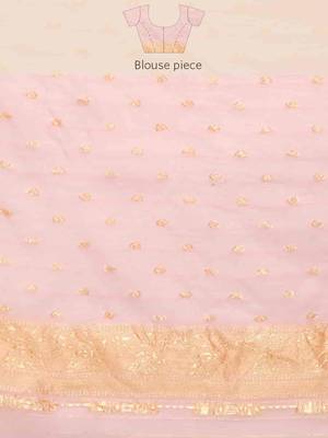 Silk Land  Light Pink  Woven Design Pure Cotton Saree  4