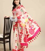 Silk Land  Off White  Woven Design Pure Cotton Saree 