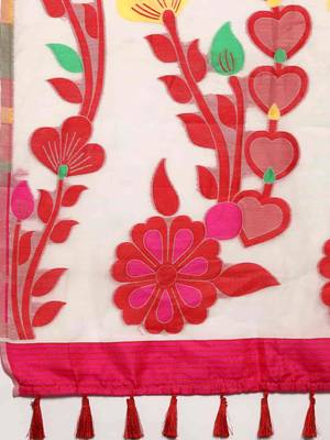 Silk Land  Off White  Woven Design Pure Cotton Saree  5