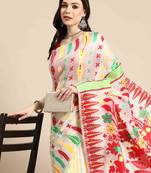 Silk Land  Off White  Woven Design Pure Cotton Saree 