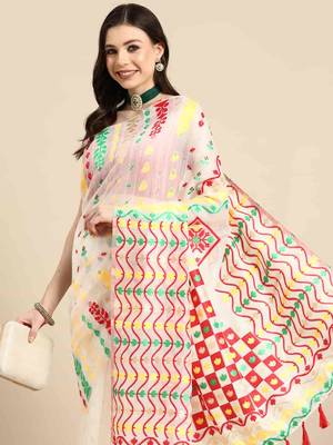 Silk Land  Off White  Woven Design Pure Cotton Saree  1