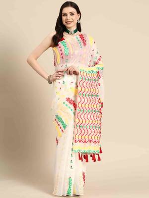 Silk Land  Off White  Woven Design Pure Cotton Saree  2