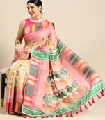 Silk Land  Pink  Woven Design Pure Cotton Saree 