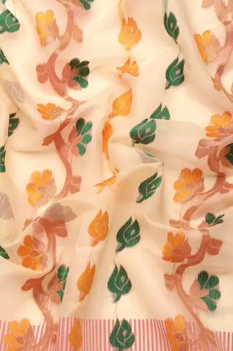 Silk Land  Pink  Woven Design Pure Cotton Saree 
